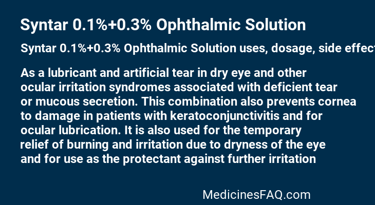 Syntar 0.1%+0.3% Ophthalmic Solution