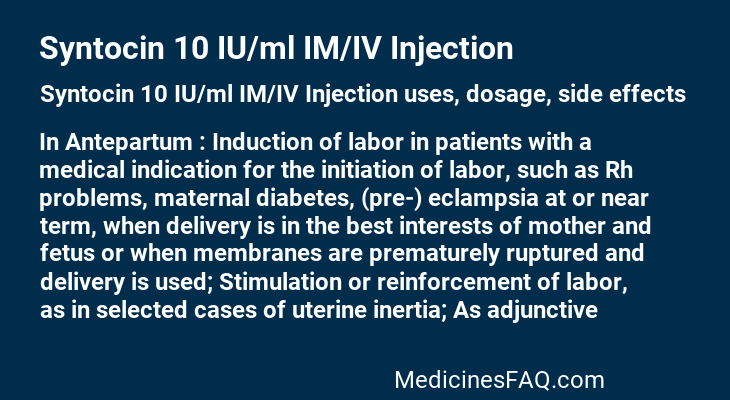 Syntocin 10 IU/ml IM/IV Injection