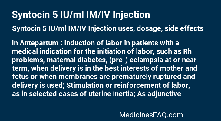 Syntocin 5 IU/ml IM/IV Injection