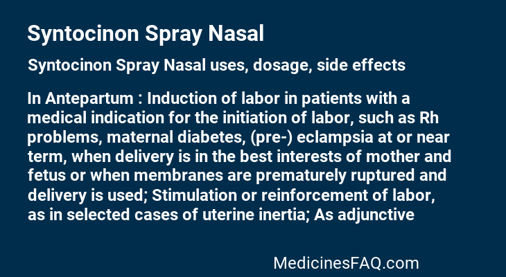 Syntocinon Spray Nasal