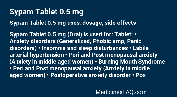 Sypam Tablet 0.5 mg