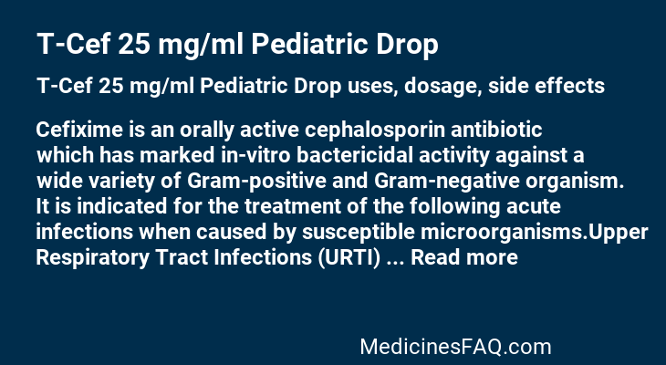 T-Cef 25 mg/ml Pediatric Drop