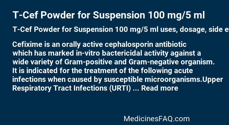 T-Cef Powder for Suspension 100 mg/5 ml