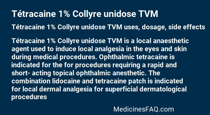 Tétracaine 1% Collyre unidose TVM