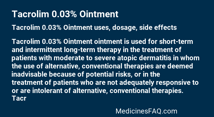 Tacrolim 0.03% Ointment