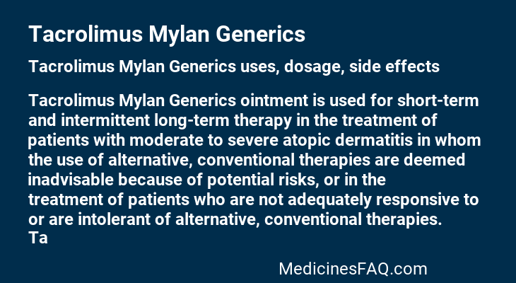 Tacrolimus Mylan Generics