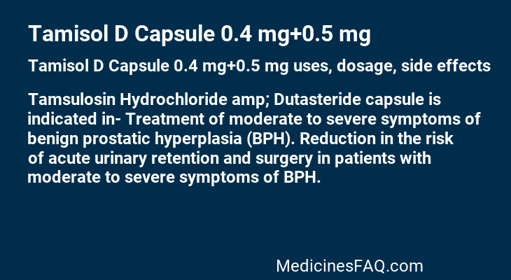Tamisol D Capsule 0.4 mg+0.5 mg