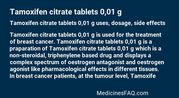 Tamoxifen citrate tablets 0,01 g