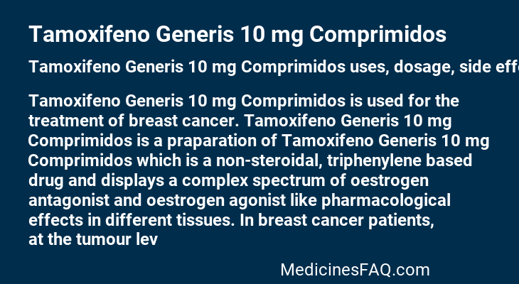 Tamoxifeno Generis 10 mg Comprimidos