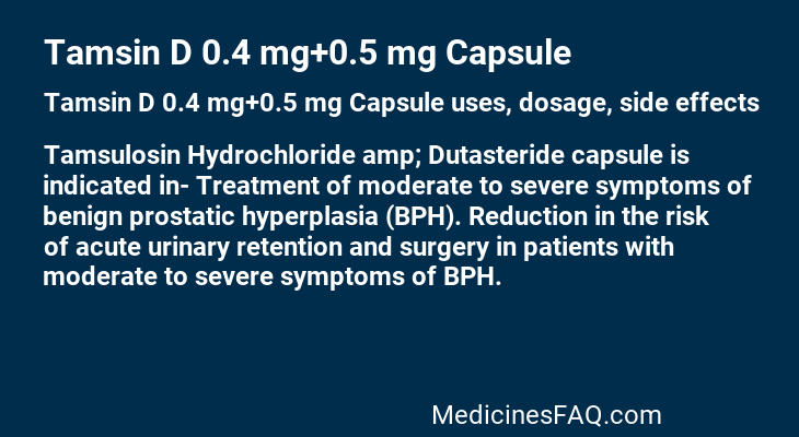 Tamsin D 0.4 mg+0.5 mg Capsule