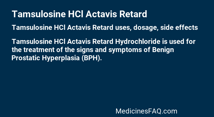 Tamsulosine HCl Actavis Retard