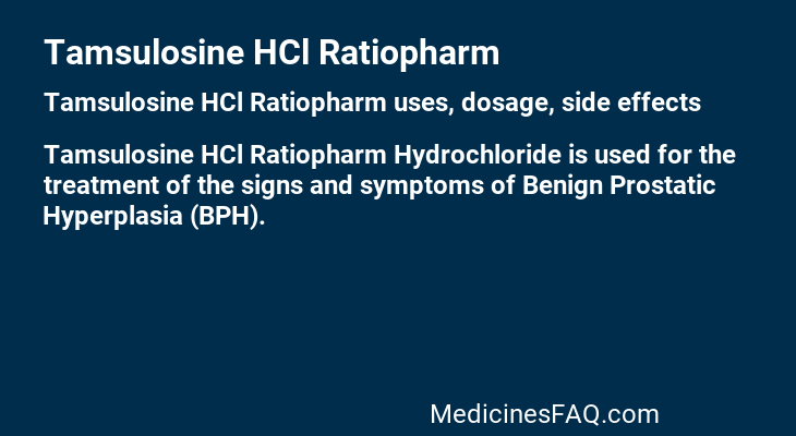 Tamsulosine HCl Ratiopharm