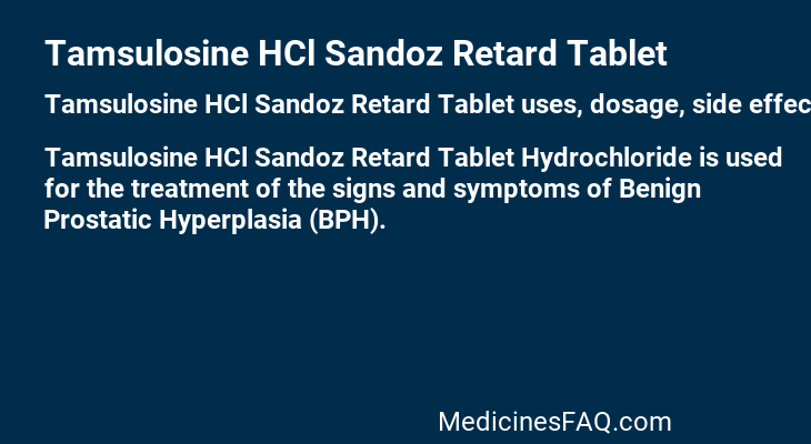 Tamsulosine HCl Sandoz Retard Tablet