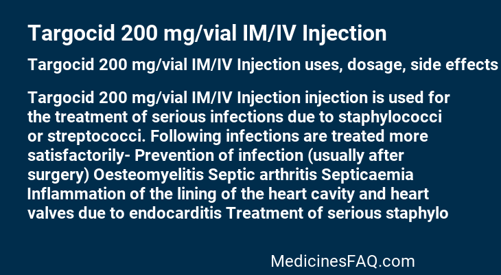 Targocid 200 mg/vial IM/IV Injection