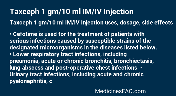 Taxceph 1 gm/10 ml IM/IV Injection