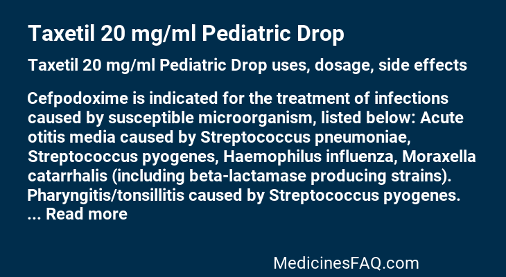 Taxetil 20 mg/ml Pediatric Drop