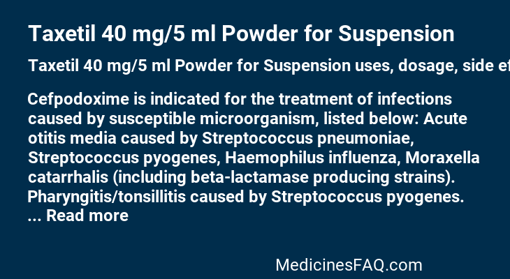 Taxetil 40 mg/5 ml Powder for Suspension