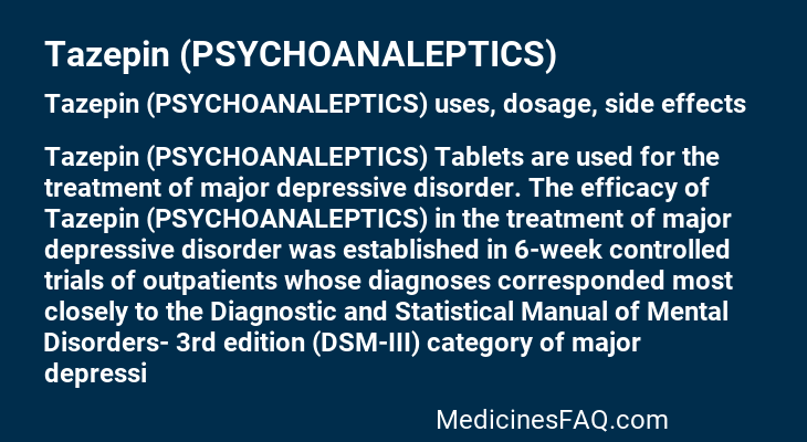 Tazepin (PSYCHOANALEPTICS)