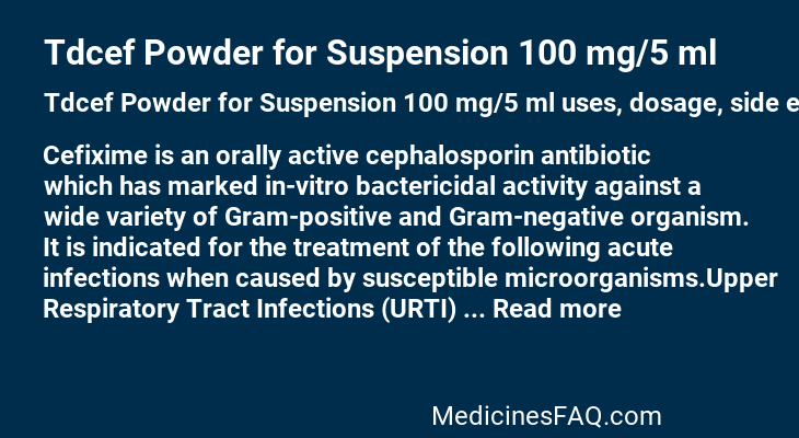 Tdcef Powder for Suspension 100 mg/5 ml