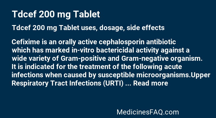 Tdcef 200 mg Tablet