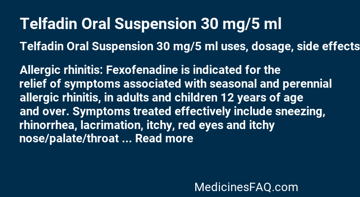 Telfadin Oral Suspension 30 mg/5 ml