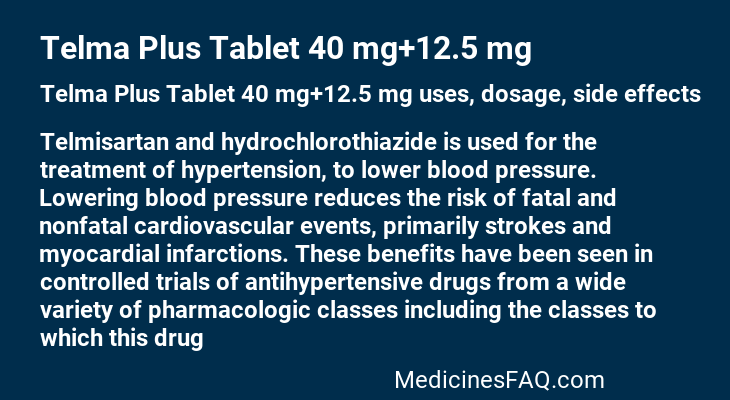 Telma Plus Tablet 40 mg+12.5 mg