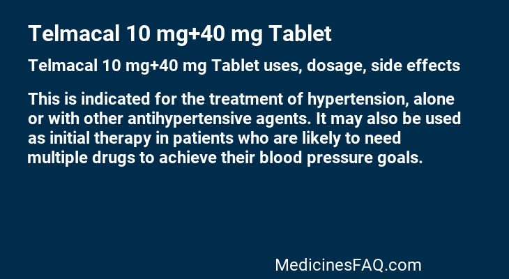 Telmacal 10 mg+40 mg Tablet