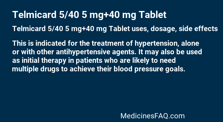 Telmicard 5/40 5 mg+40 mg Tablet