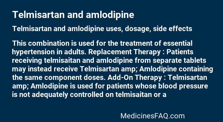 Telmisartan and amlodipine