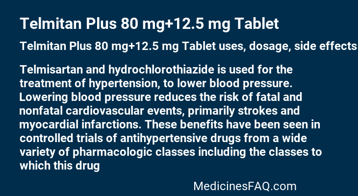 Telmitan Plus 80 mg+12.5 mg Tablet