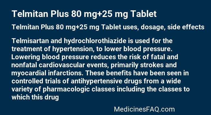 Telmitan Plus 80 mg+25 mg Tablet