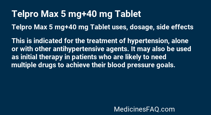 Telpro Max 5 mg+40 mg Tablet