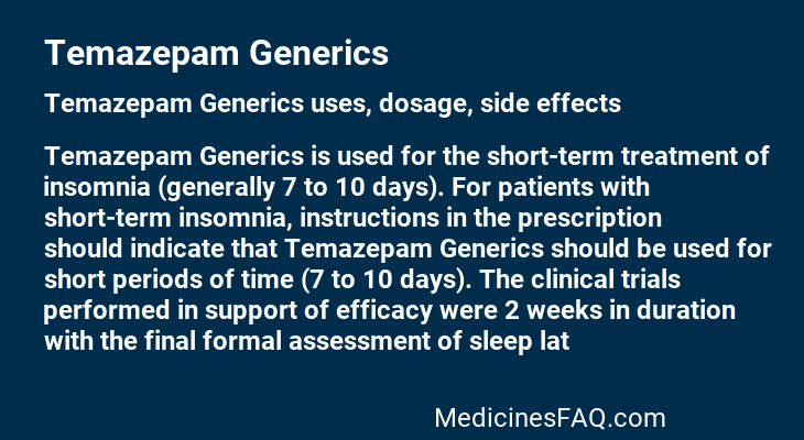 Temazepam Generics