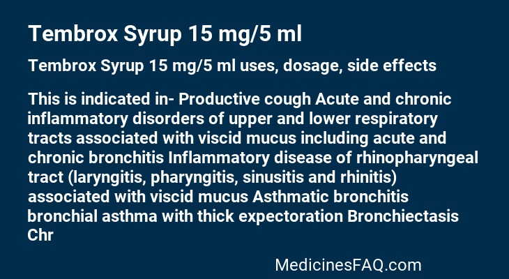 Tembrox Syrup 15 mg/5 ml