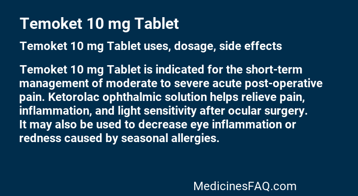 Temoket 10 mg Tablet