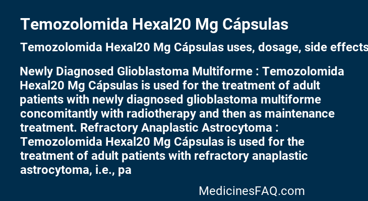 Temozolomida Hexal20 Mg Cápsulas