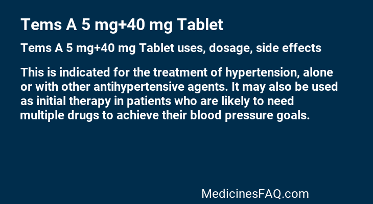 Tems A 5 mg+40 mg Tablet