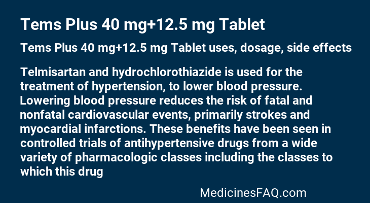 Tems Plus 40 mg+12.5 mg Tablet