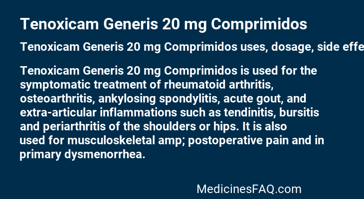 Tenoxicam Generis 20 mg Comprimidos