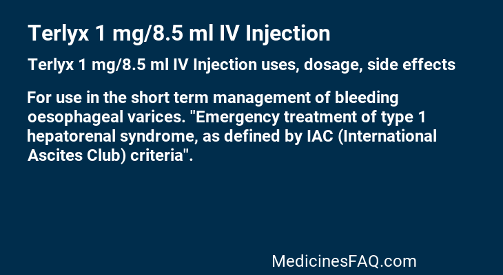 Terlyx 1 mg/8.5 ml IV Injection