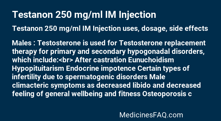 Testanon 250 mg/ml IM Injection