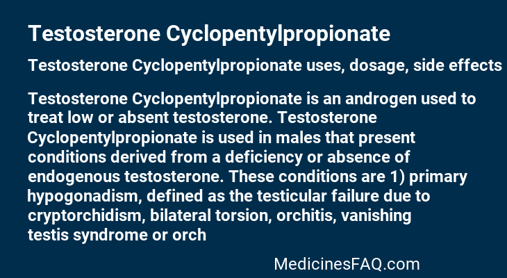 Testosterone Cyclopentylpropionate