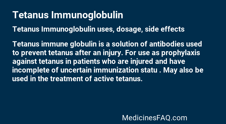 Tetanus Immunoglobulin