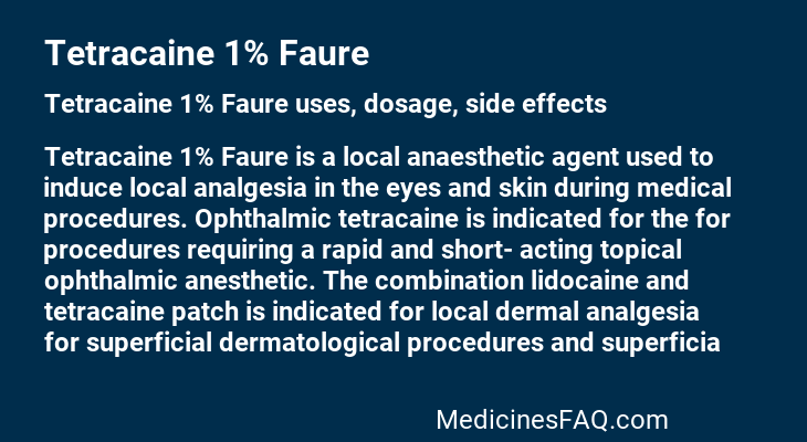 Tetracaine 1% Faure