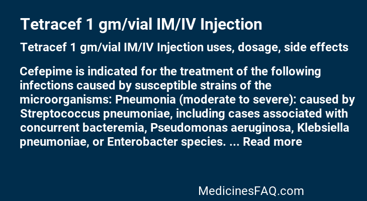 Tetracef 1 gm/vial IM/IV Injection