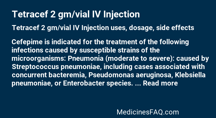 Tetracef 2 gm/vial IV Injection