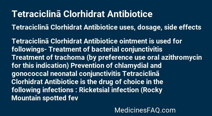 Tetraciclinã Clorhidrat Antibiotice