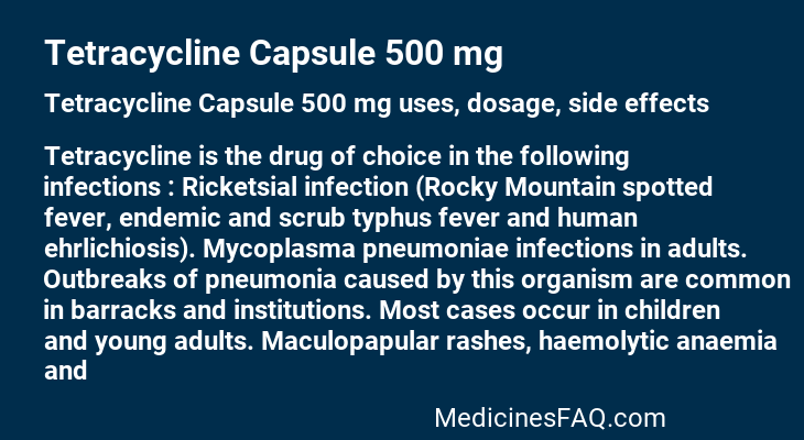 Tetracycline Capsule 500 mg