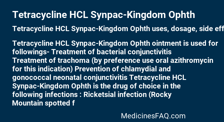 Tetracycline HCL Synpac-Kingdom Ophth