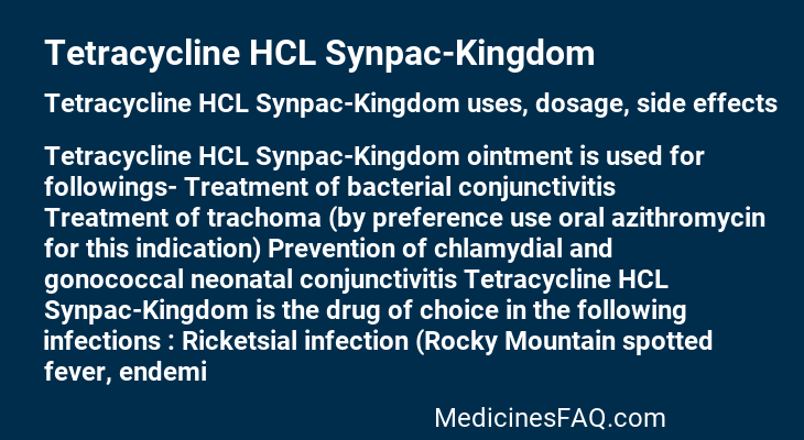 Tetracycline HCL Synpac-Kingdom